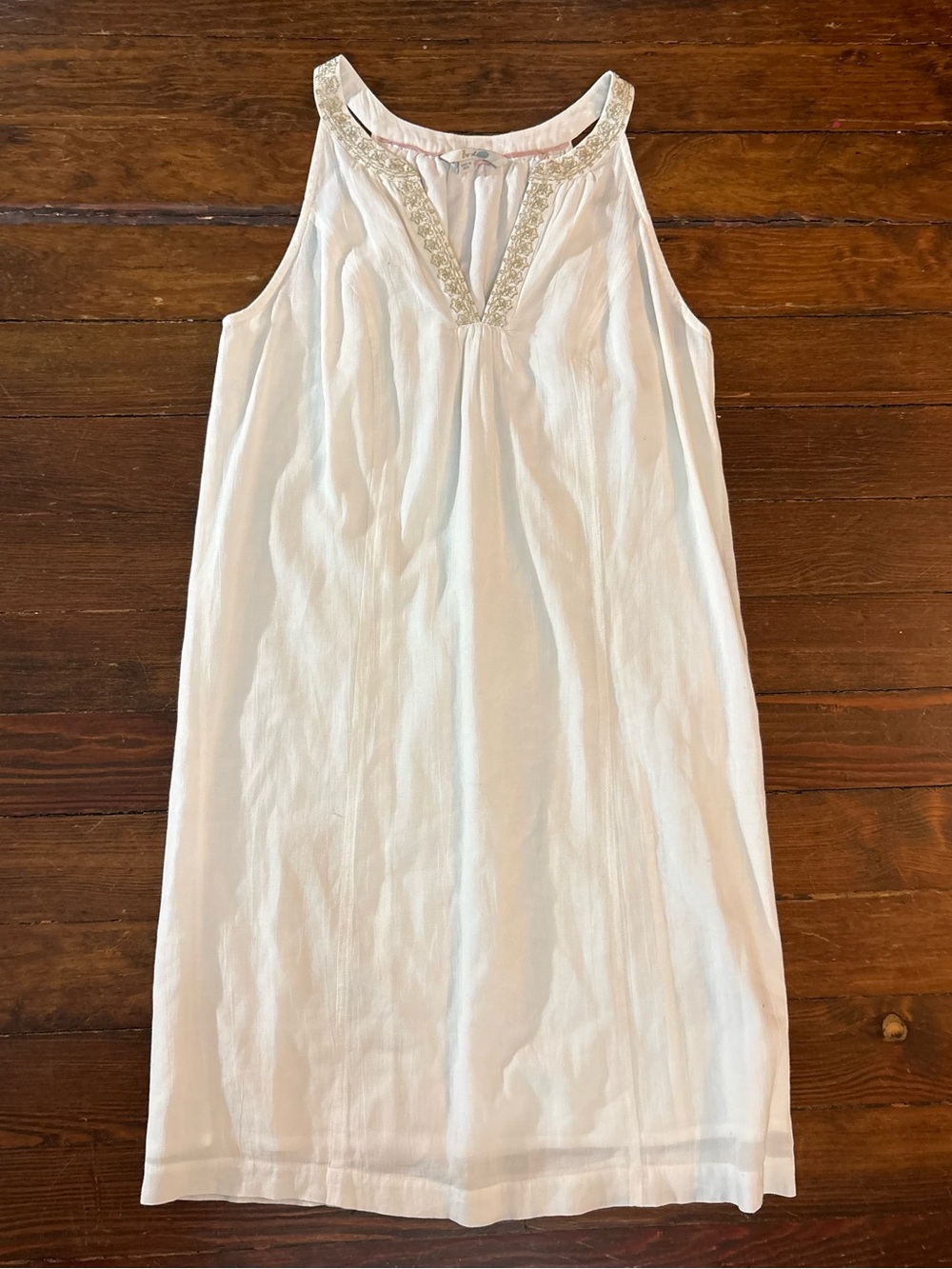 Boden white cream split neck lightweight dress size 8 long